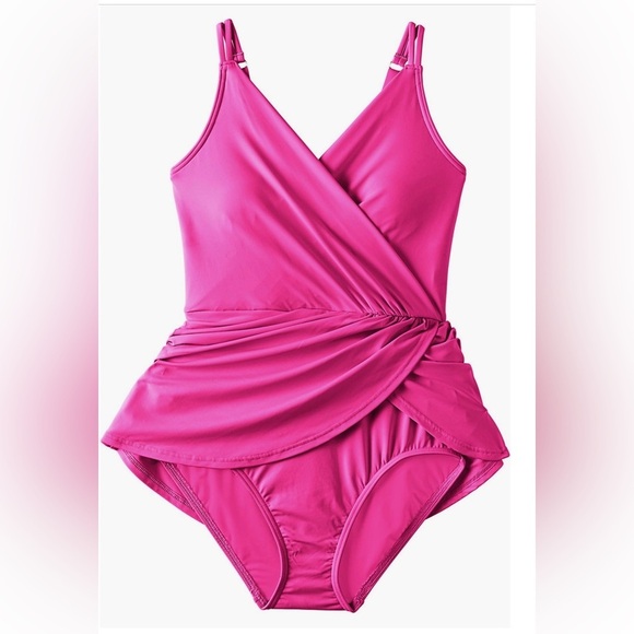 Lands' End Women's Chlorine Resistant Tulip Wrap Swim Dress Swimsuit Size XS NWT - Picture 14 of 14